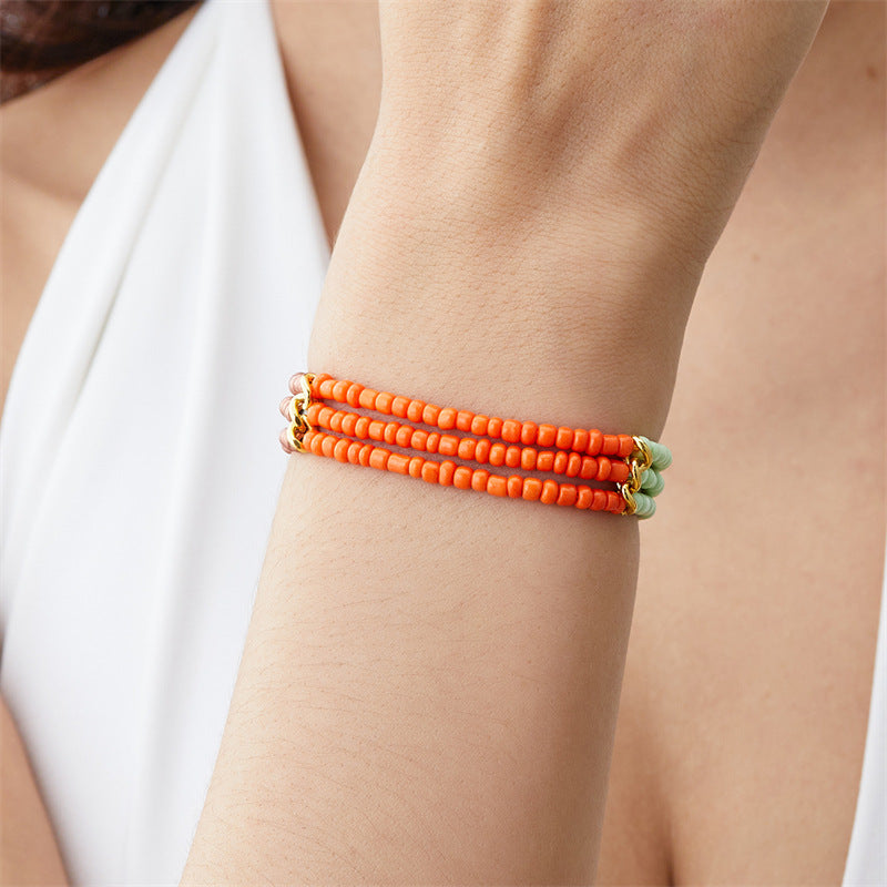 Wholesale Boho Style Multi-layered Braided Rice Bead Bracelet